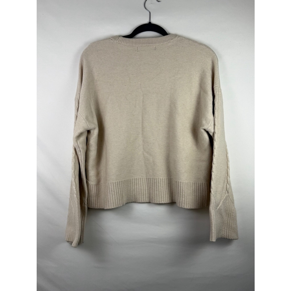 Women's Marled Cozy Soft Bell Sleeve Sweater Beige XL - Picture 2 of 5
